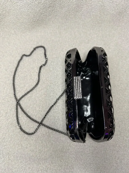 Black Rhinestone and Gunmetal hard clutch - Picture 4 of 8